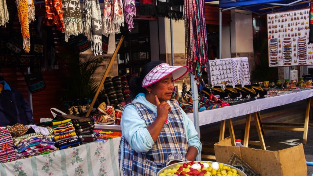 Otavalo woman selling food